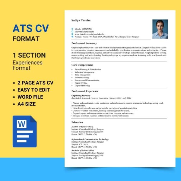 ATS CV Format (1 job experience)