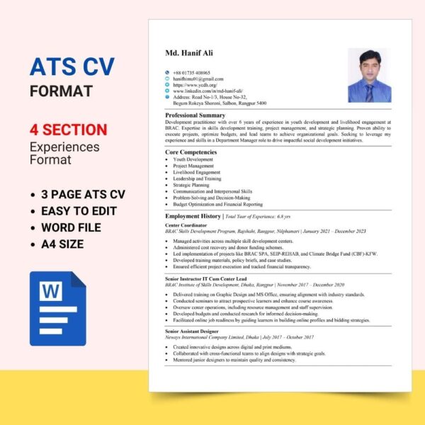 ATS CV Format (4 job experience)